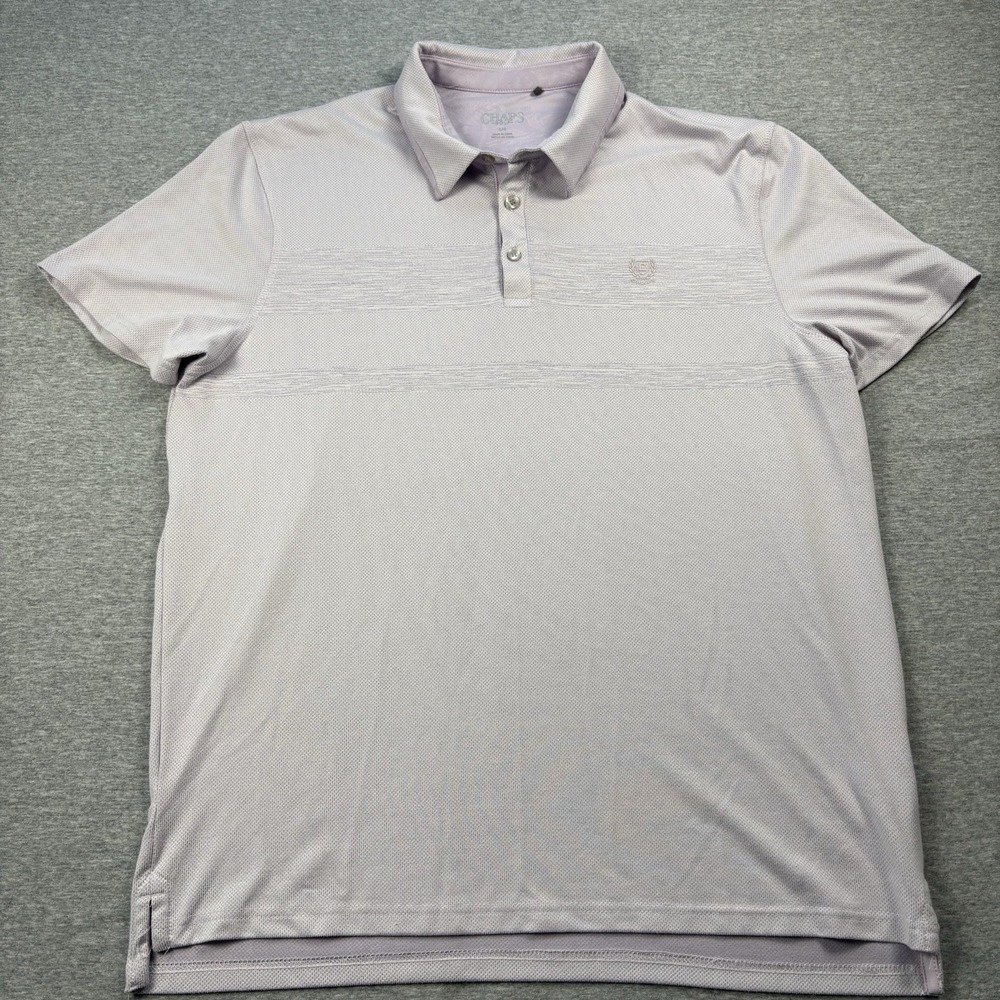 Chaps Mens Large Golf Polo Shirt Lavender Short Sleeve Moisture Wicking